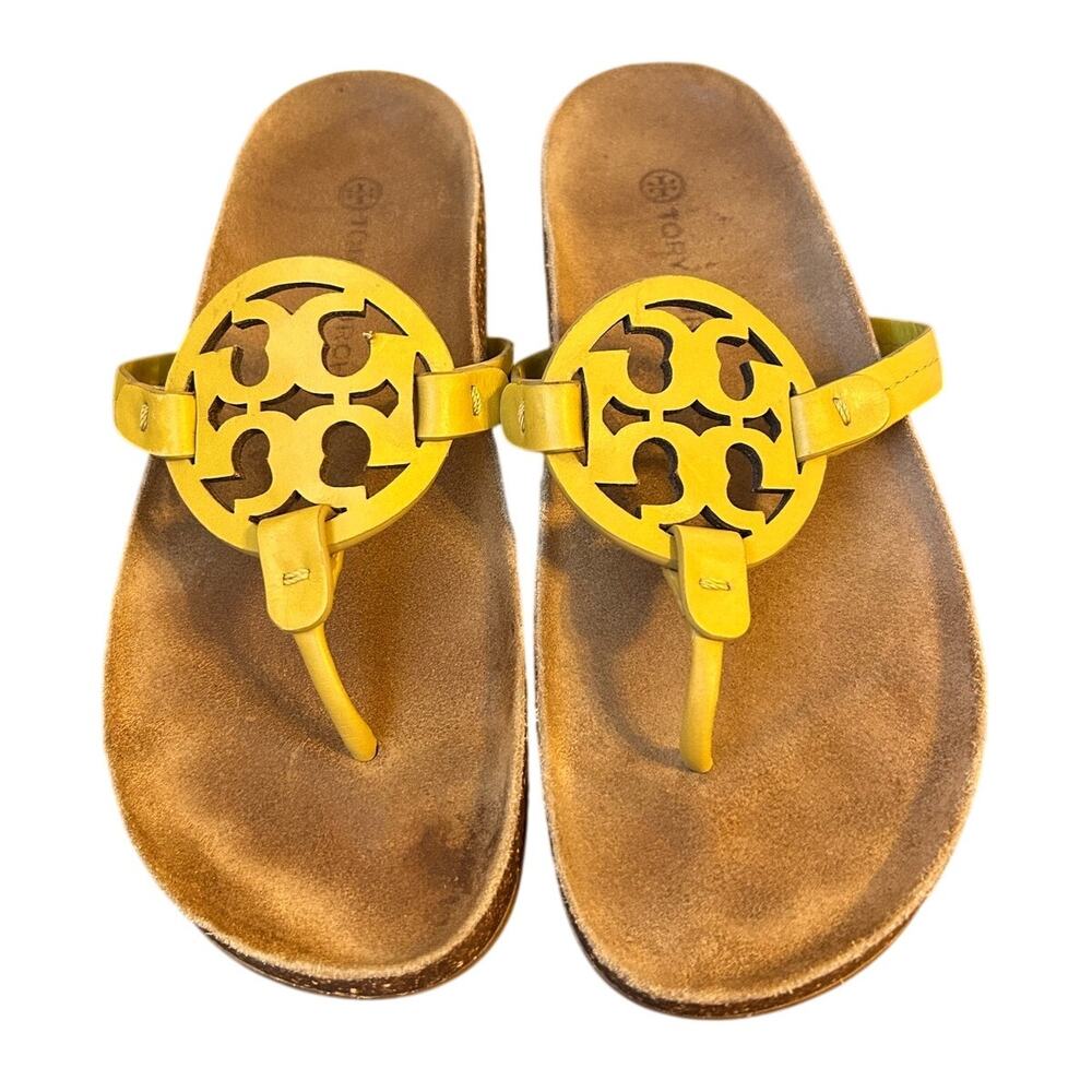 Tory Burch Miller Cloud Sandal in a lemon lime (yellow) colorway size 9